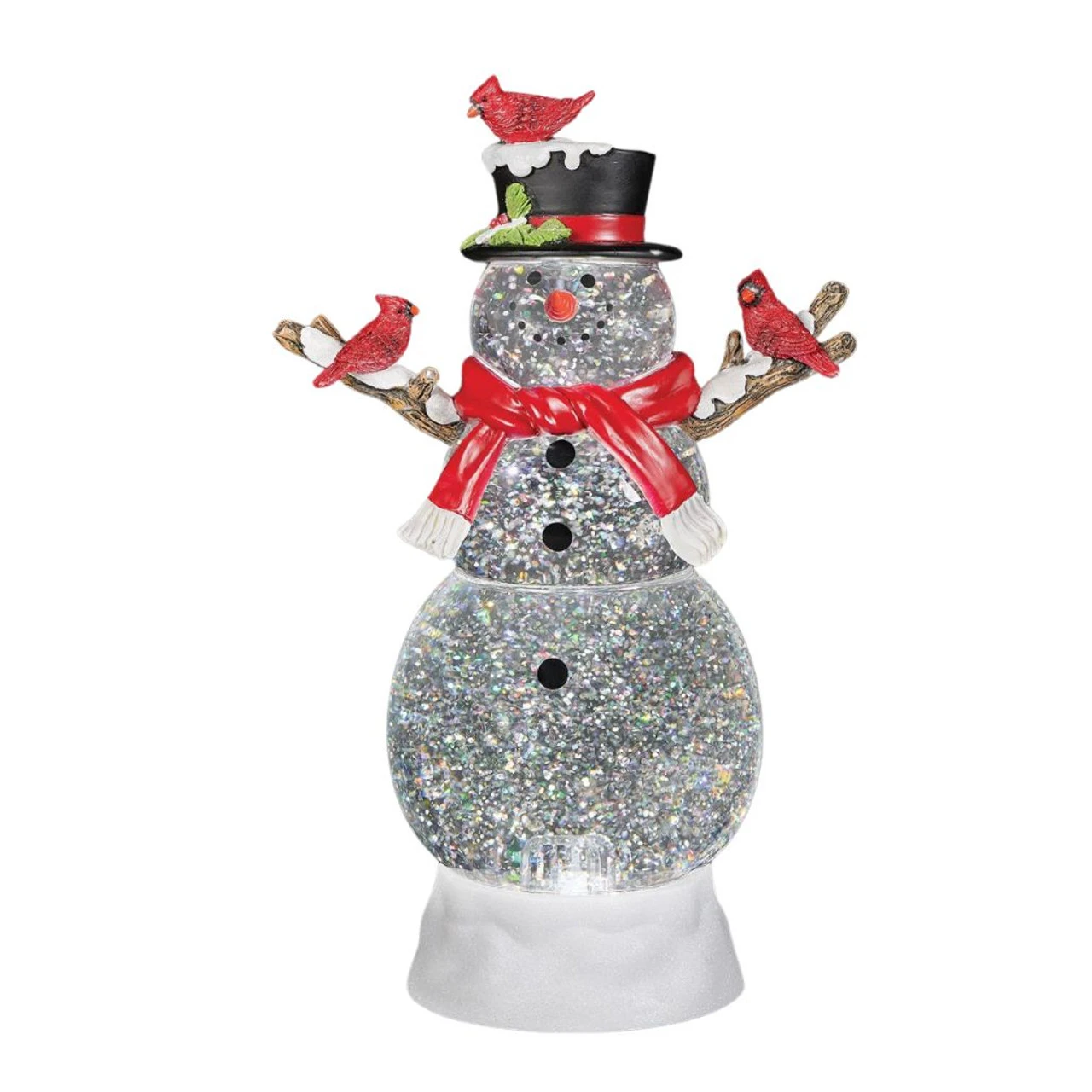 Lighted Snowman With Cardinals Swirling Shimmer 1 Lighted Snowman With Cardinals Swirling Shimmer