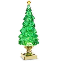 Green Lighted Swirling Glitter Tree