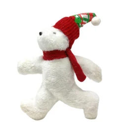 Glittered Polar Bear With Plaid Hat Ornament