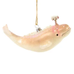Kurt Adler Cody Foster & Co - Large Beluga Whale Blown Glass Ornament