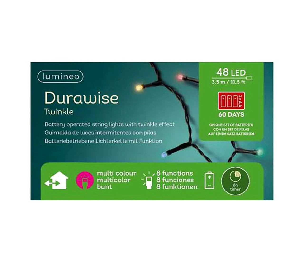 Lumineo 48 LED Multi-Colored Twinkle Lights On Black Wire 1 Lumineo 48 LED Multi-Colored Twinkle Lights On Black Wire