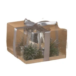 Silver Candleholder W/Pine