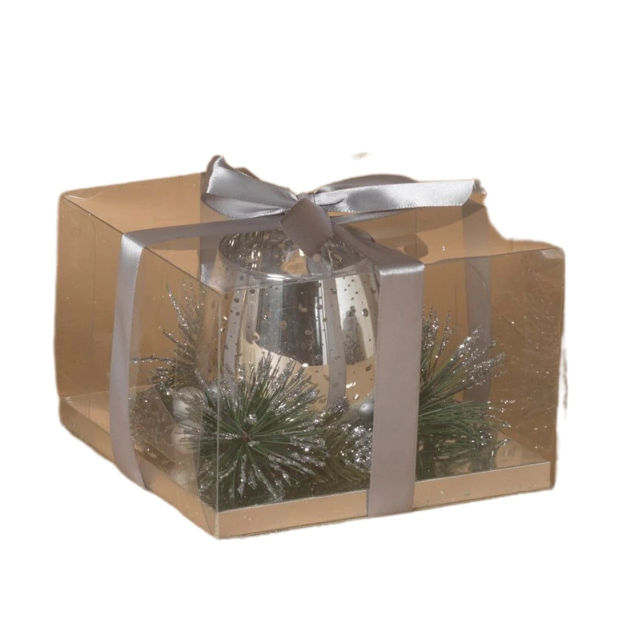 Silver Candleholder W/Pine 1 Silver Candleholder W/Pine