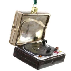 Cody Foster & Co - Vintage Turntable Record Player Blown Glass Ornament