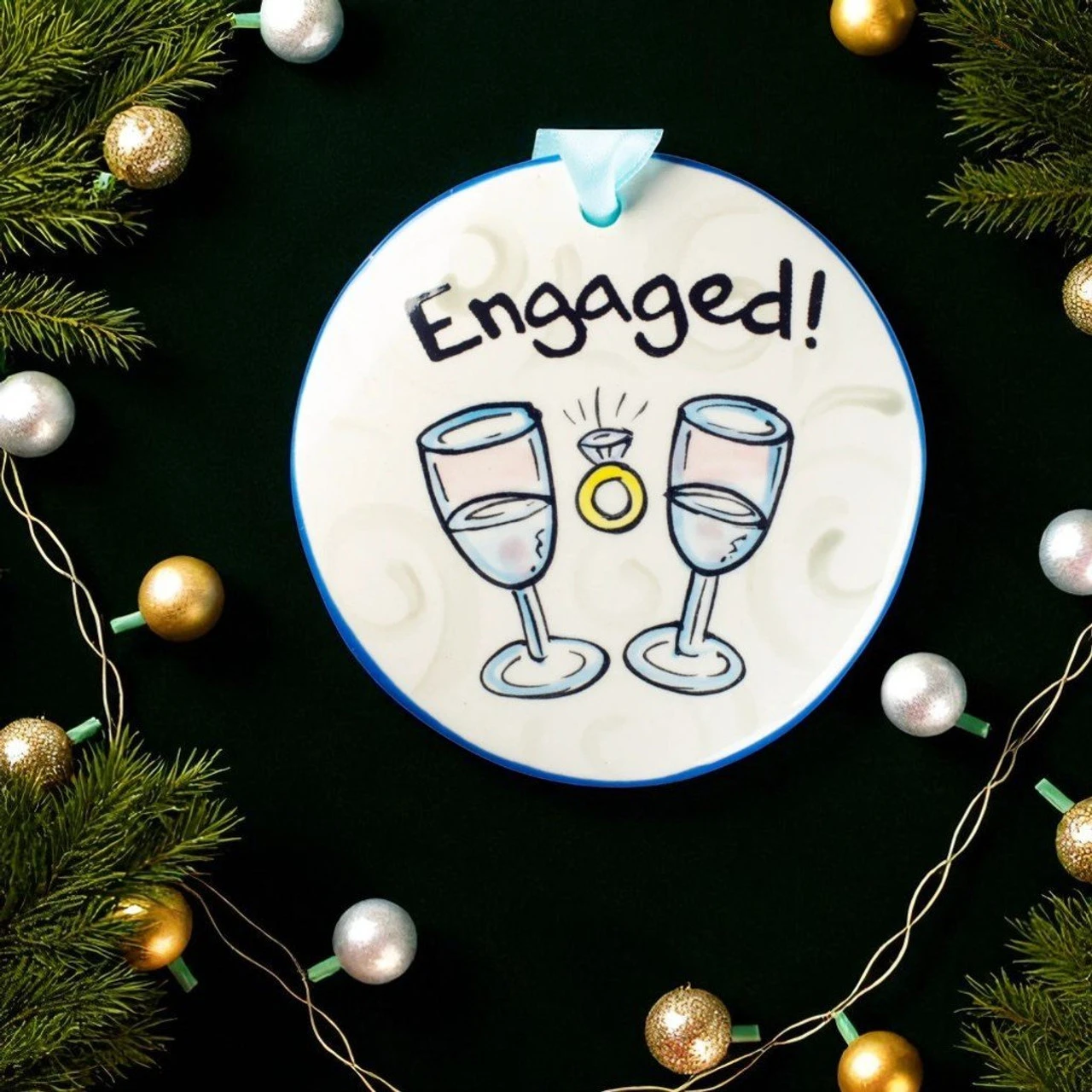 Nola Watkins Engaged Hand Painted Ornament 2 Nola Watkins Engaged Hand Painted Ornament - Image 2