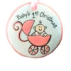 The Nola Watkins Collection Baby’s First Christmas Pink Buggy Ornament