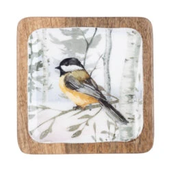 Woodland Chickadee Wood Trinket Tray