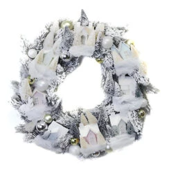 Frosted Village Wreath - Bright
