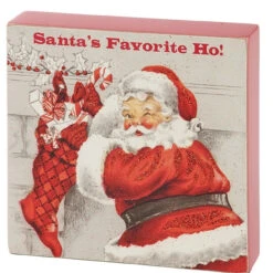 Santa's Favorite Block Sign With Vintage Santa