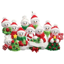 Personalized Snow Family Of 10 Ornament