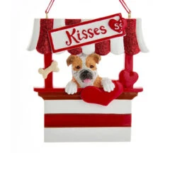 Kurt Adler Bulldog Kissing Booth Personalized Ornament