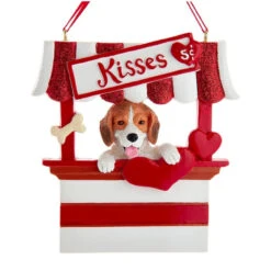 Kurt Adler Beagle Kissing Booth Personalized Ornament