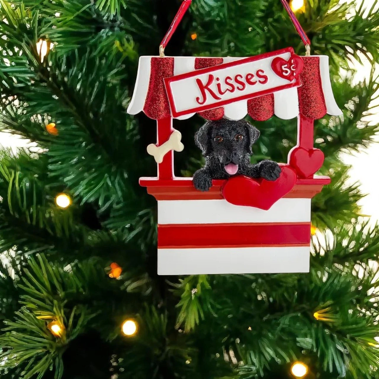 Kurt Adler Black Labrador Kissing Booth Personalized Ornament 2 Kurt Adler Black Labrador Kissing Booth Personalized Ornament - Image 2