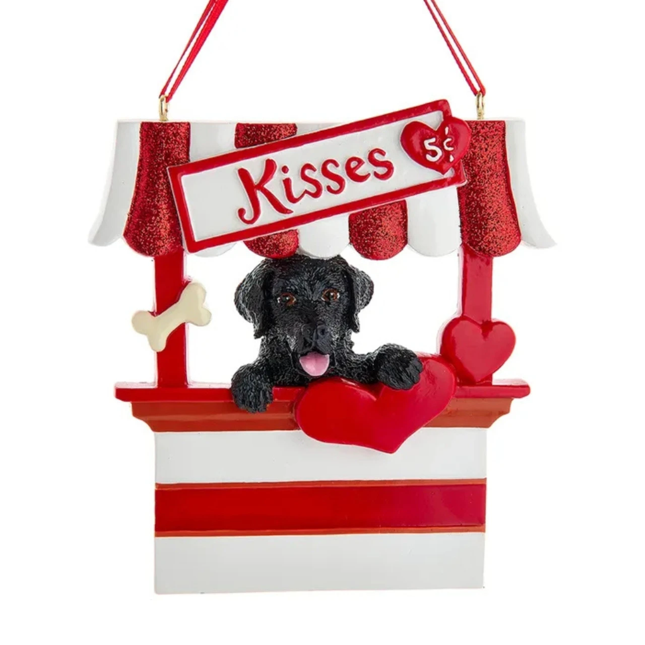 Kurt Adler Black Labrador Kissing Booth Personalized Ornament 1 Kurt Adler Black Labrador Kissing Booth Personalized Ornament