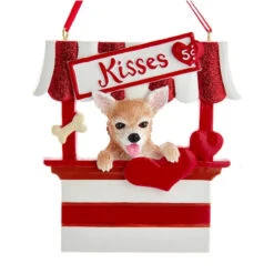 Kurt Adler Chihuahua Kissing Booth Personalized Ornament