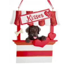 Kurt Adler Brown Labrador Kissing Booth Personalized Ornament