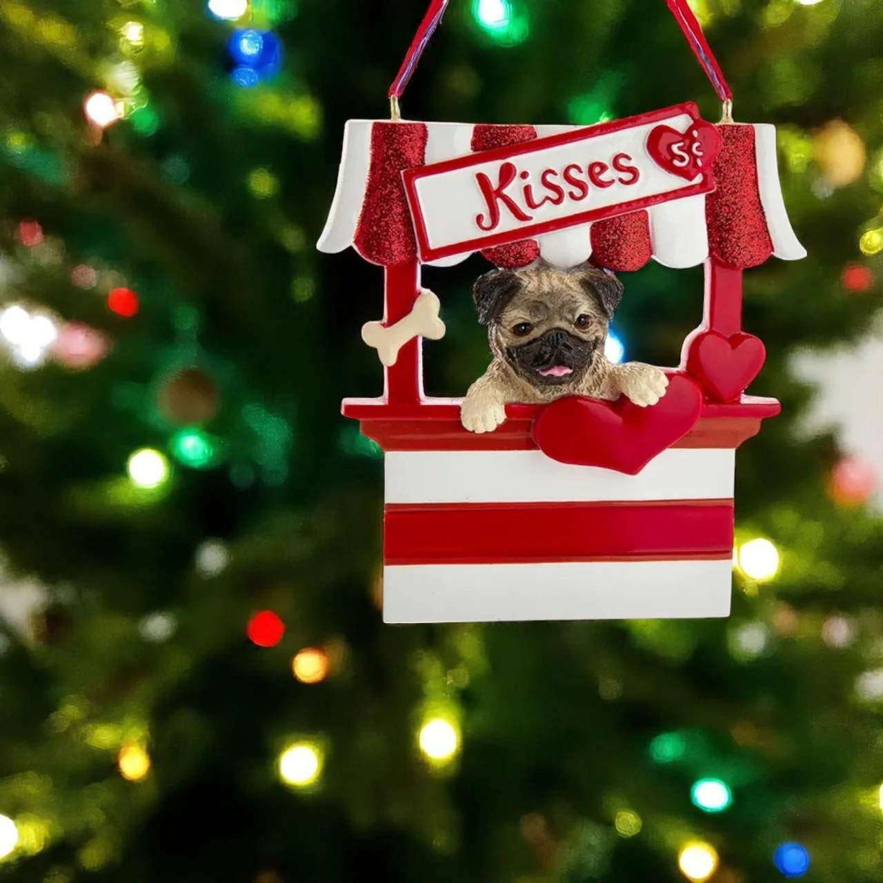 Kurt Adler Pug Kissing Booth Personalized Ornament 2 Kurt Adler Pug Kissing Booth Personalized Ornament - Image 2