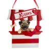 Kurt Adler Pug Kissing Booth Personalized Ornament