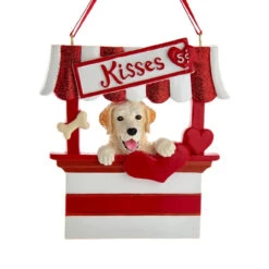 Kurt Adler Yellow Labrador Kissing Booth Personalized Ornament