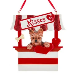 Kurt Adler Yorkshire Terrier Kissing Booth Personalized Ornament