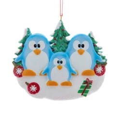 Kurt Adler Personalized Penguin Family Of 3 Ornament