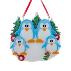 Kurt Adler Personalized Penguin Family Of 4 Ornament