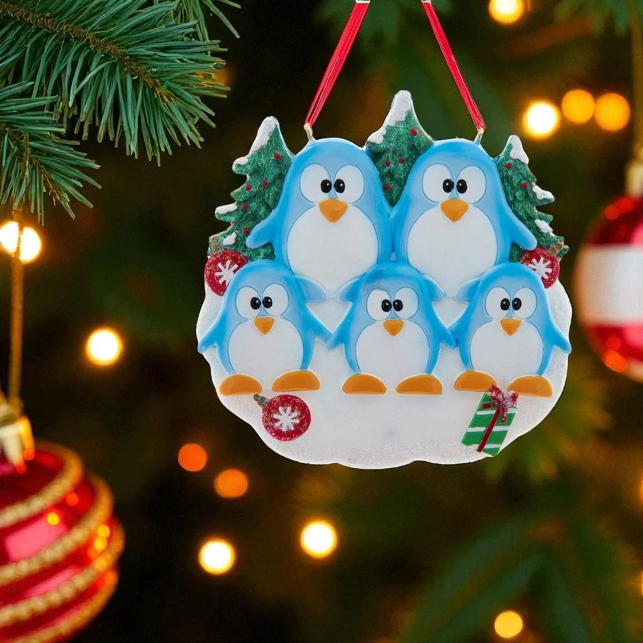 Kurt Adler Personalized Penguin Family Of 5 Ornament 2 Kurt Adler Personalized Penguin Family Of 5 Ornament - Image 2