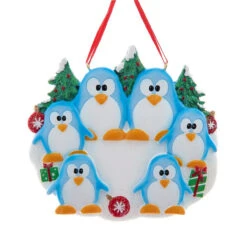 Kurt Adler Personalized Penguin Family Of 6 Ornament