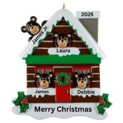 Log Cabin Bears Family Of 4 Personalized Ornament 5 Log Cabin Bears Family Of 4 Personalized Ornament -Christmas Loft Shop 755214 12692.1744834096