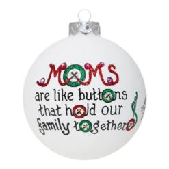 Heart Gifts Mom Buttons Glass Ornament