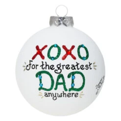Heart Gifts Dad XOXO Glass Ornament