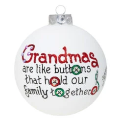 Heart Gifts Grandma Buttons Glass Ornament