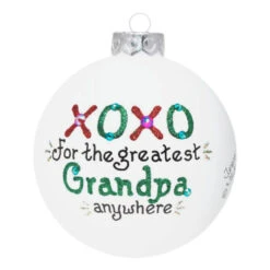 Heart Gifts Grandpa XOXO Glass Ornament