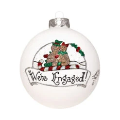 Heart Gifts We're Engaged Glass Ornament