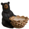 Sitting Black Bear With Pinecone Candle Holder