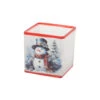 Frosted Snowman With Black Hat Glass Candle Holder