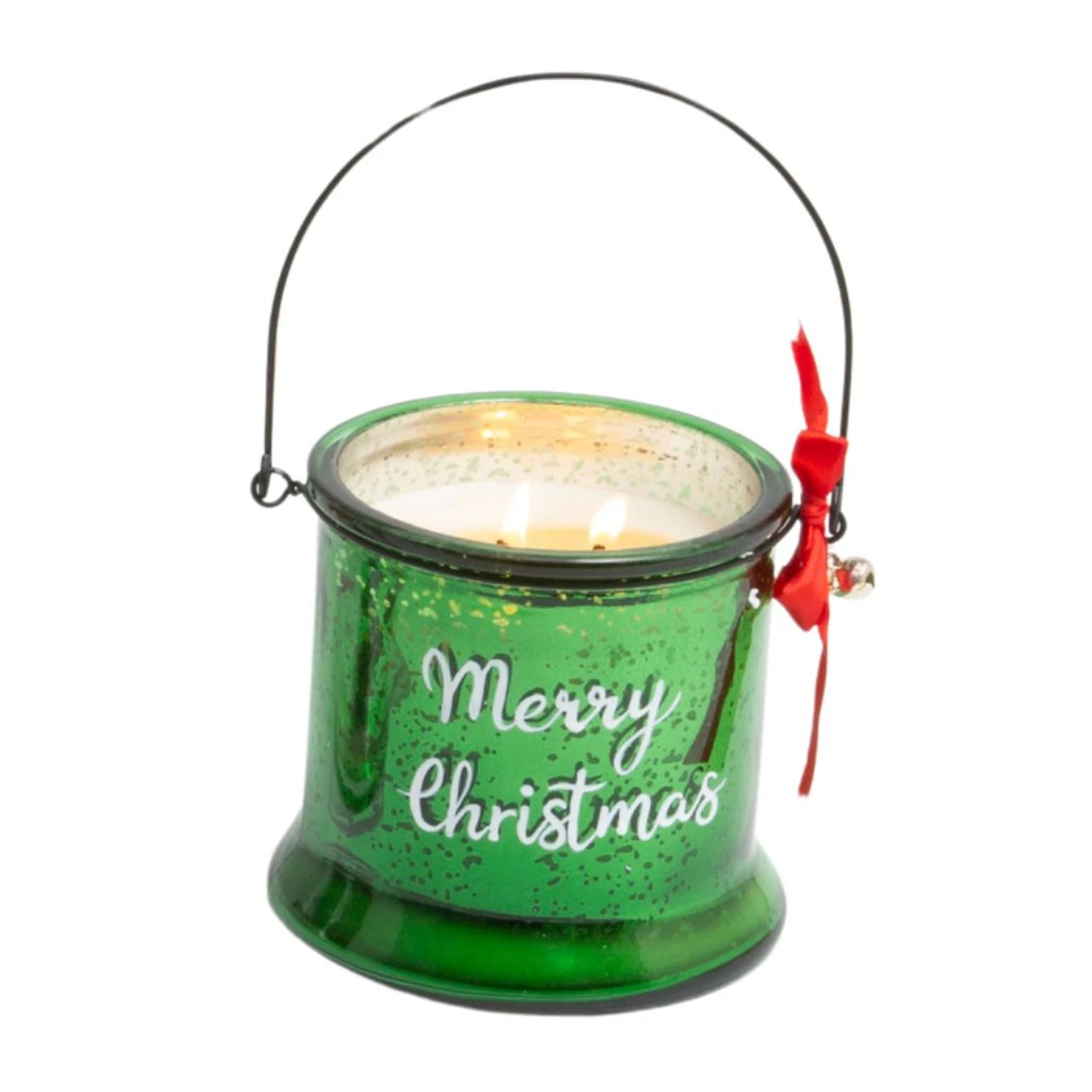 Green Mercury Glass Jar Wax Candle With Handle - Festive Light 1 Green Mercury Glass Jar Wax Candle With Handle - Festive Light