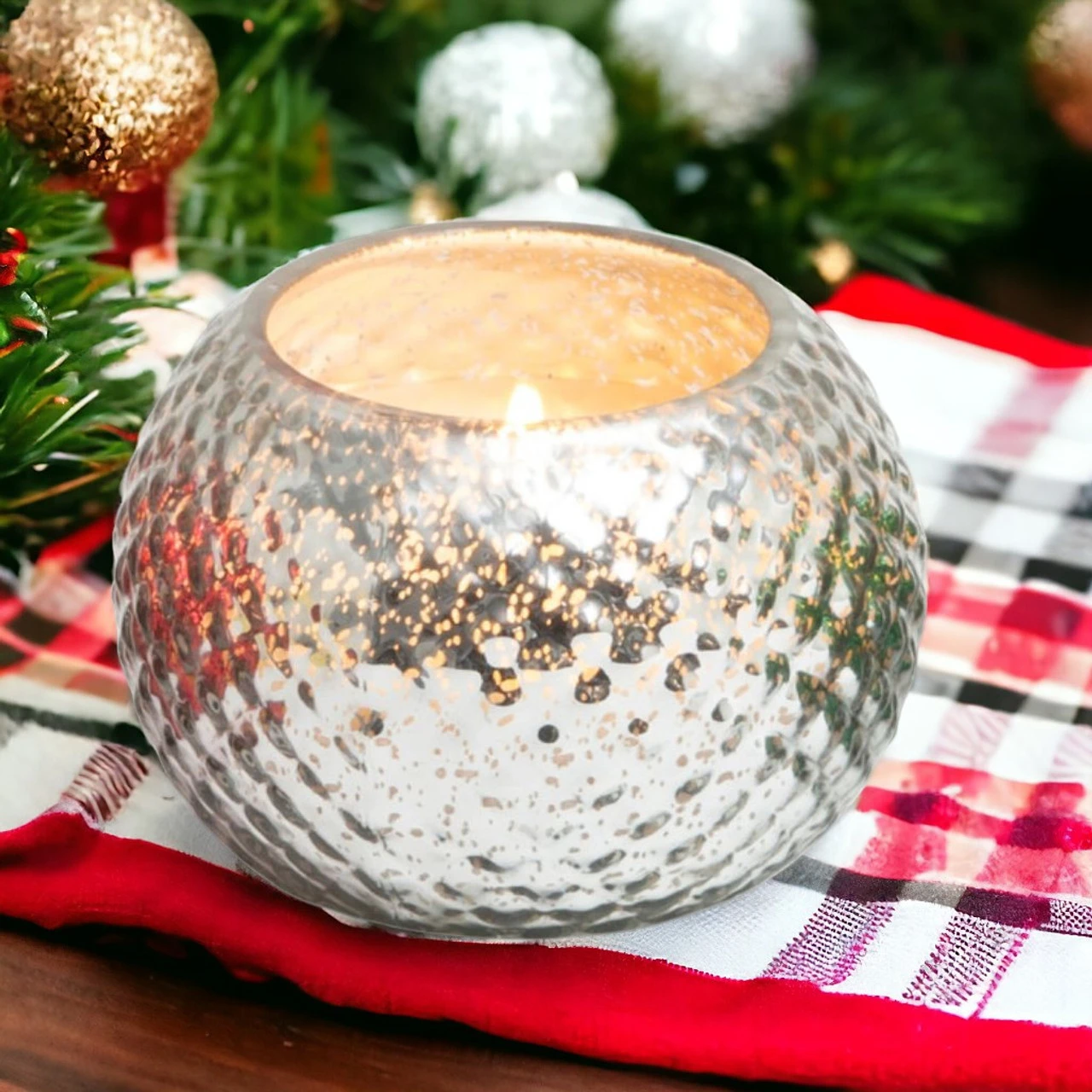 Silver Mercury Glass Candle - Winter Shimmer 2 Silver Mercury Glass Candle - Winter Shimmer - Image 2