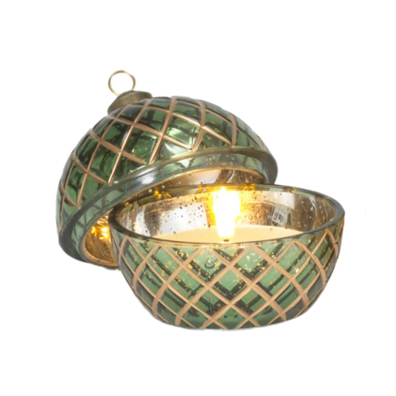 LED Wax Candle Ornament – Emerald Lattice Design 2 LED Wax Candle Ornament – Emerald Lattice Design - Image 2