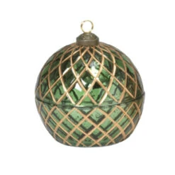 LED Wax Candle Ornament – Emerald Lattice Design
