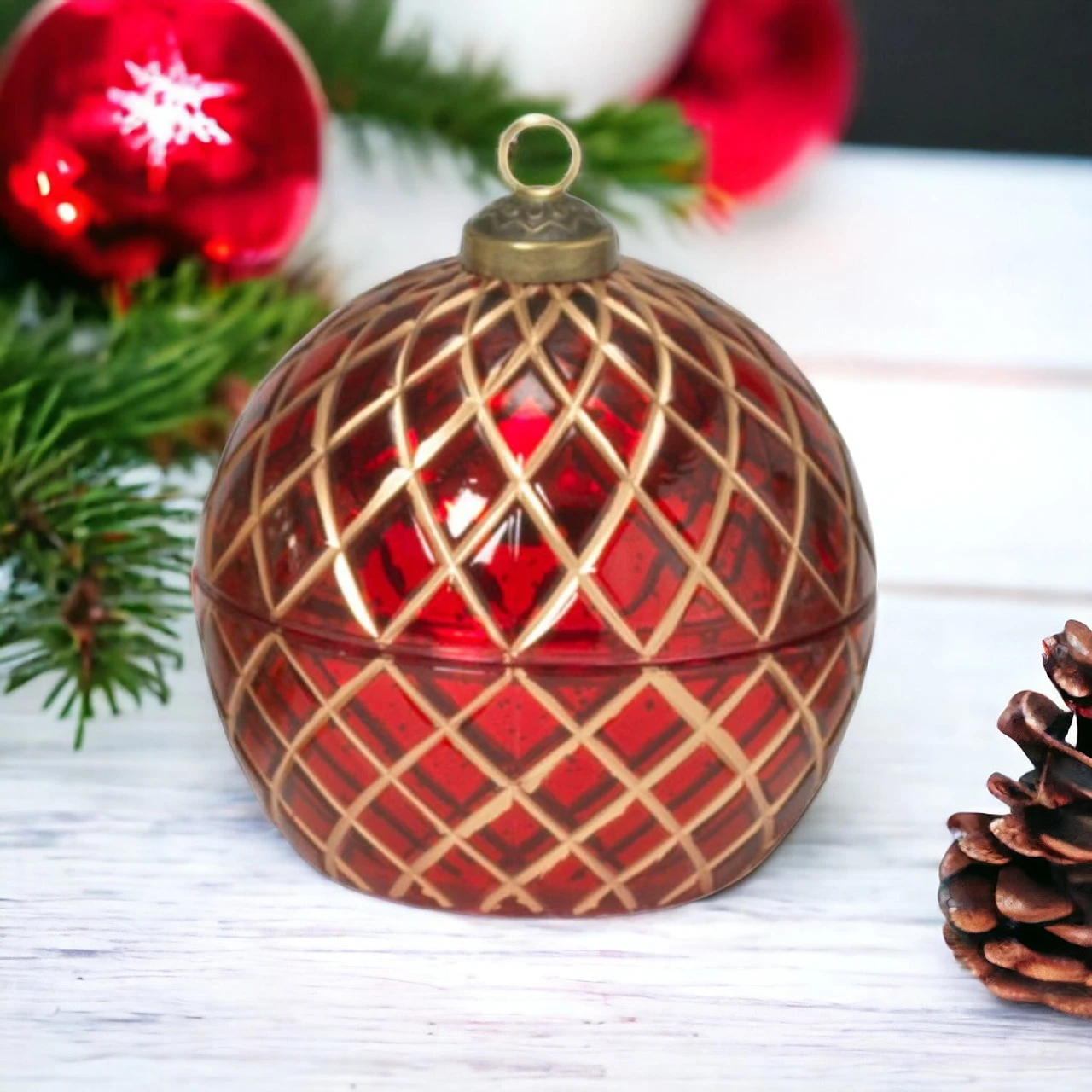 Crimson Lattice LED Candle Ornament 3 Crimson Lattice LED Candle Ornament - Image 3