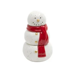 8" Festive Ceramic Snowman Wax Jar With Scarf