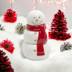 8" Festive Ceramic Snowman Wax Jar With Scarf 6 8" Festive Ceramic Snowman Wax Jar With Scarf -Christmas Loft Shop 805420 2 37667.1710862642