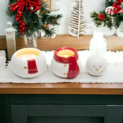 8" Festive Ceramic Snowman Wax Jar With Scarf 7 8" Festive Ceramic Snowman Wax Jar With Scarf -Christmas Loft Shop 805420 4 17032.1710862642