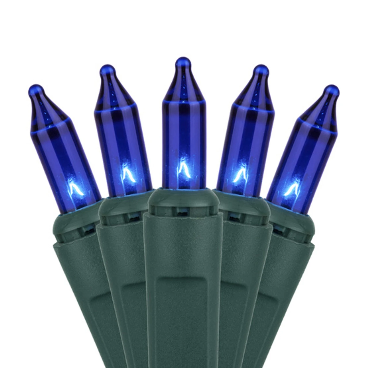 50 LED Blue Incandescent Style Lights Green Wire 1 50 LED Blue Incandescent Style Lights Green Wire