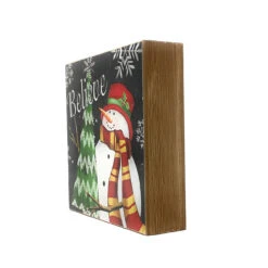Believe Holiday Snowman Wood Block Sign -Christmas Loft Shop Believe Holiday Snowman Wood Block Sign side 80484.1709478462