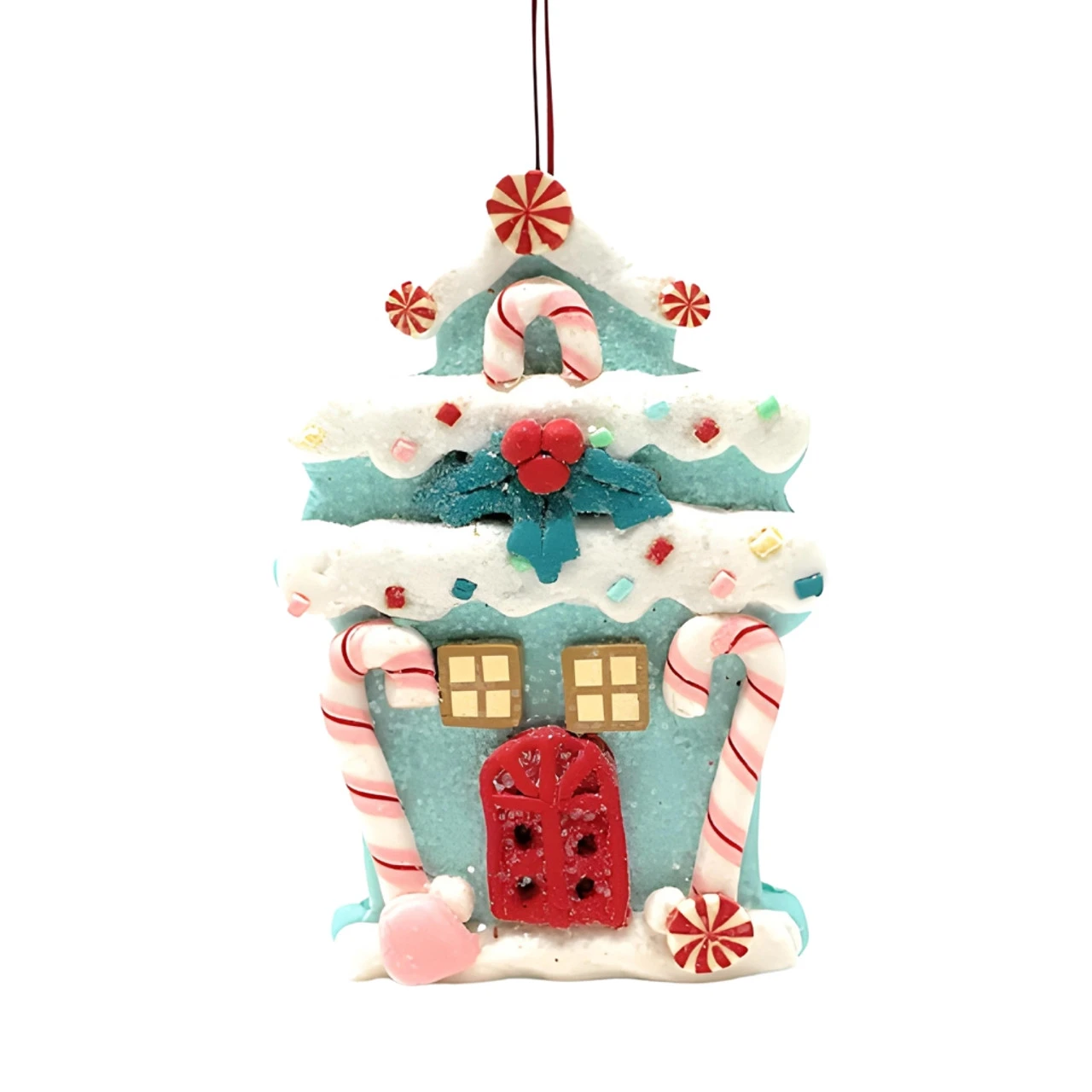 Blue Gingerbread House Clay Ornament 1 Blue Gingerbread House Clay Ornament
