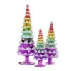 Cody Foster Pastel Rainbow Snow-Capped Glass Trees, Set Of 3