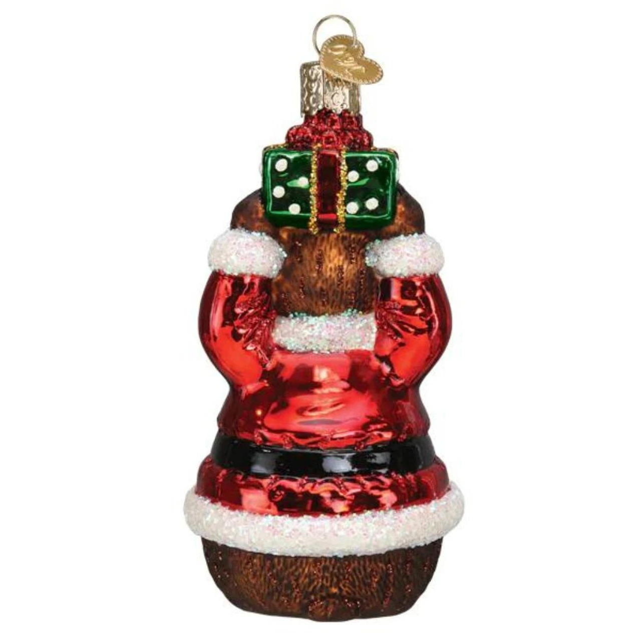 Bear Wearing Santa Suit Blown Glass Ornament 3 Bear Wearing Santa Suit Blown Glass Ornament - Image 3