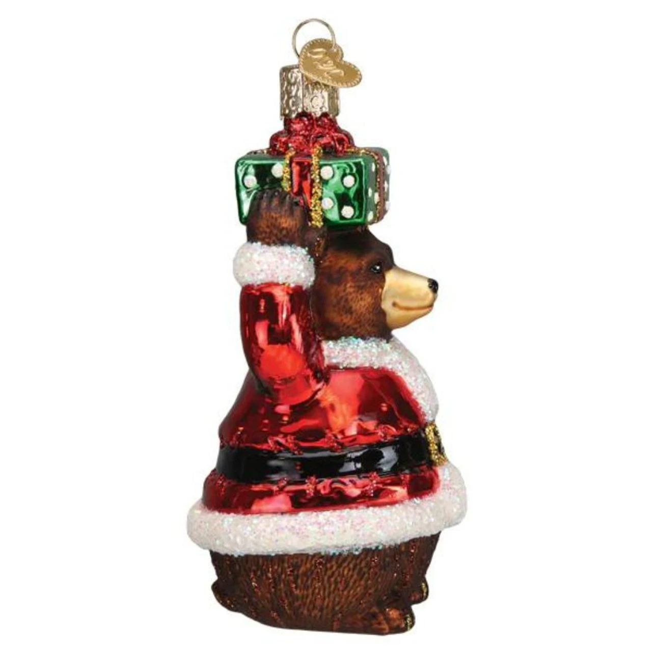 Bear Wearing Santa Suit Blown Glass Ornament 2 Bear Wearing Santa Suit Blown Glass Ornament - Image 2